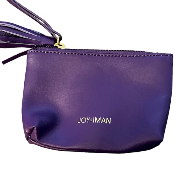 NEW HSN+Joy&Iman COLAB Tassel Leather Handbag w/Fabric Insert bag$mini coin bag - Picture 3 of 10